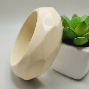Vintage Monet Cream Lucite Faceted Chunky Bangle Bracelet